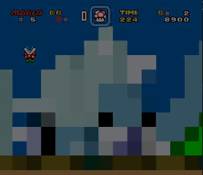 Screenshot of a level, mid transition